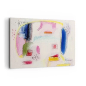 Impression sur toile - Image sur toile - Formes abstraites colorées sur fond clair - 120x80cm - Plus convexe que concave ou plat - Décoration murale moderne pour le salon et la chambre ARTTOR