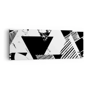 Impression sur toile - Image sur toile - Motifs géométriques de forme minimaliste en noir et blanc - 140x50cm - Pluie de triangles - Décoration murale moderne pour le salon et la chambre ARTTOR