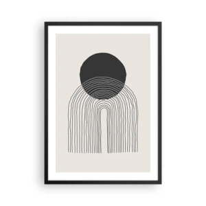 Affiche dans un cadre noir - Poster - Motif minimaliste de cercles et de lignes en noir et blanc - 50x70cm - Tremblement et confiance - Décoration murale moderne pour le salon et la chambre ARTTOR