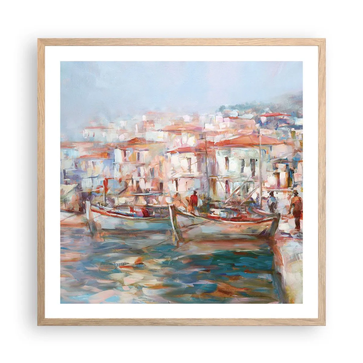 Affiche dans un chêne clair - Poster - Vacances pastelles - 60x60 cm