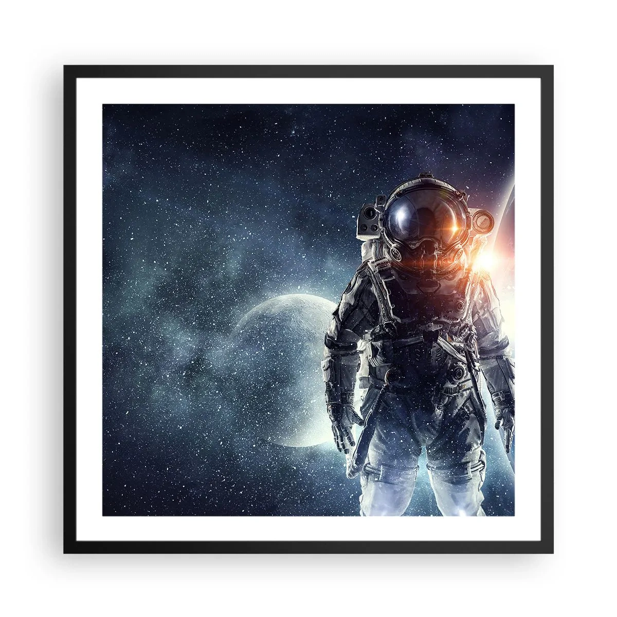 Affiche dans un cadre noir - Poster - Aventure spatiale - 60x60 cm