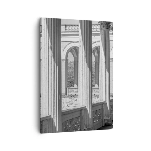 Impression sur toile - Image sur toile - Colonnade de style classique en noir et blanc - 50x70cm - Arcade ensoleillée - Décoration murale moderne pour le salon et la chambre ARTTOR