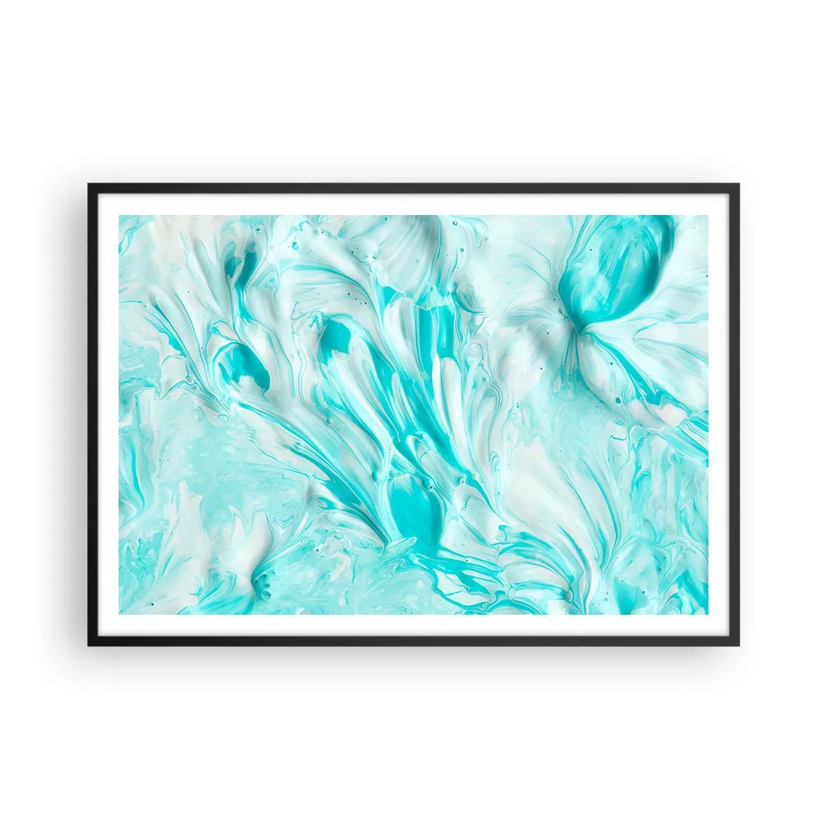 Affiche dans un cadre noir - Poster - Un motif abstrait dans des tons pastel de bleu et de blanc. - 100x70cm - Ensemble pour toujours - Décoration murale moderne pour le salon et la chambre ARTTOR