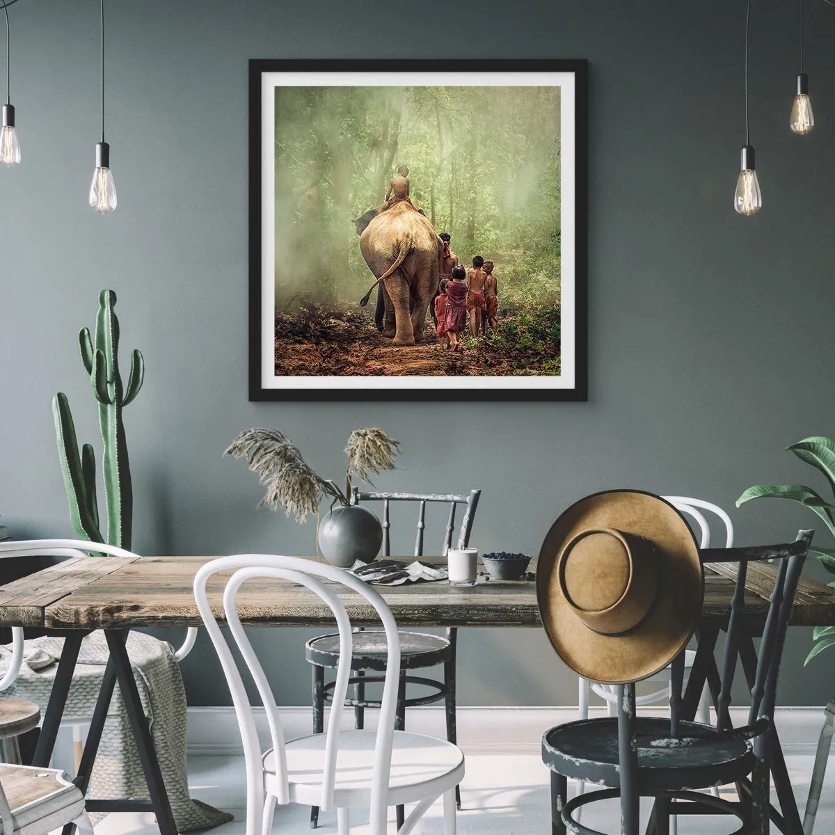 Affiche dans un cadre noir - Poster - Nouveau livre de la jungle - 50x50 cm