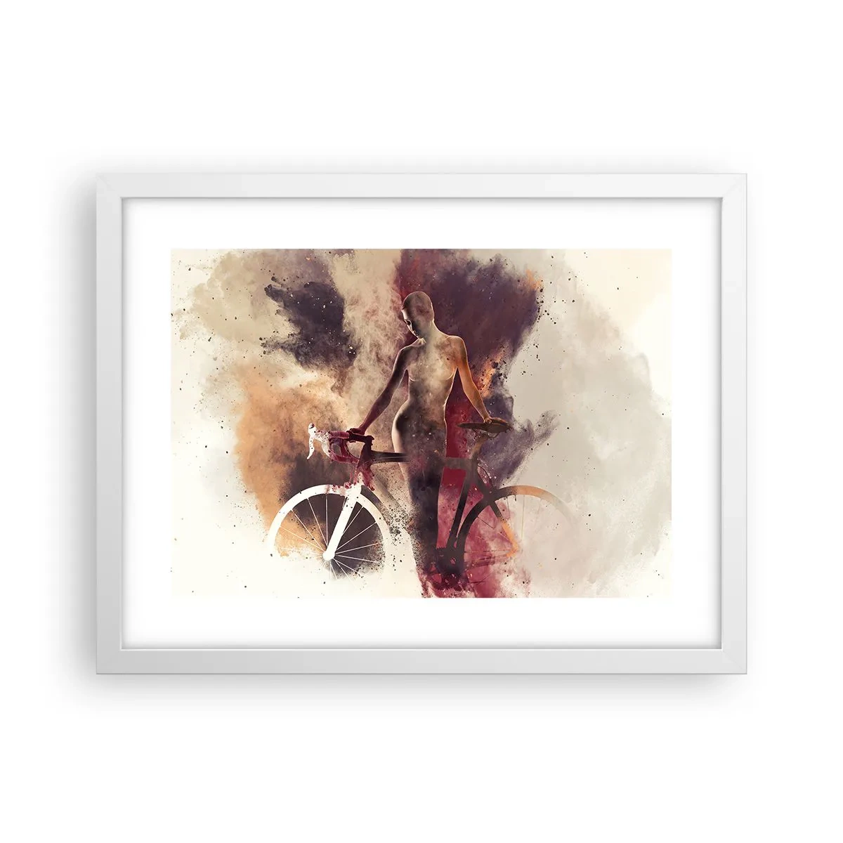 Affiche dans un cadre blanc - Poster - Une âme de vélo aux formes marbrées - 40x30 cm