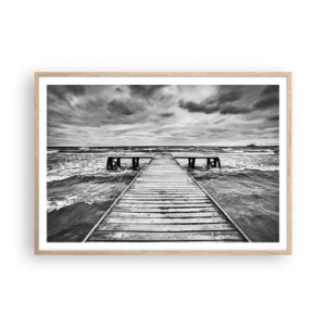 Affiche dans un chêne clair - Poster - J'attends que le vent, ça le chassera... - 100x70 cm