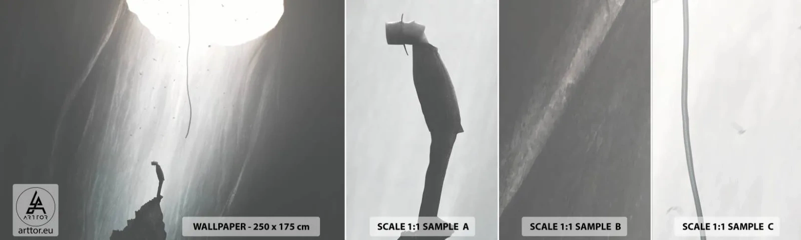 Échantillon De Papier Peint Standard Eco - Il y a toujours une issue - Grotte, Homme, Escalade - 100x30 cm