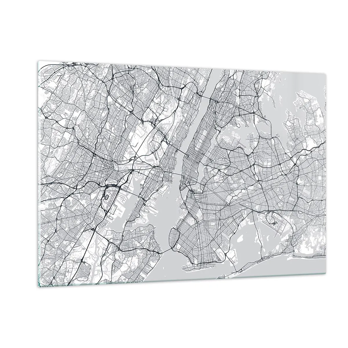 Impression sur verre - Image sur verre - Une carte des rues et des quartiers des grandes villes sous forme monochrome - 120x80cm - Anatomie de la métropole - Décoration murale moderne pour le salon et la chambre ARTTOR