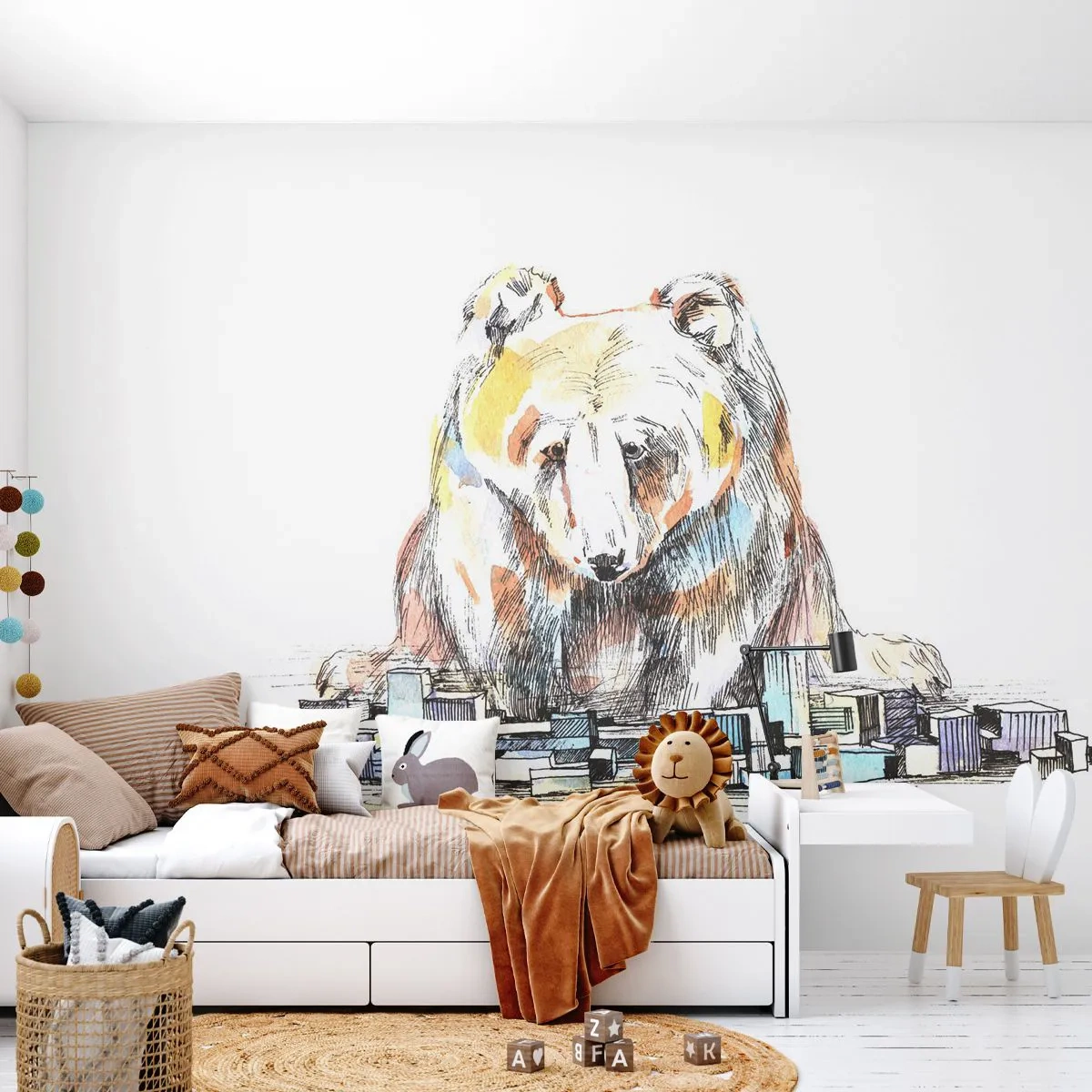 Papier peint sur mesure Autocollant Deluxe - Comment peut-on vivre ainsi ? - Animaux, Ours, Graphique