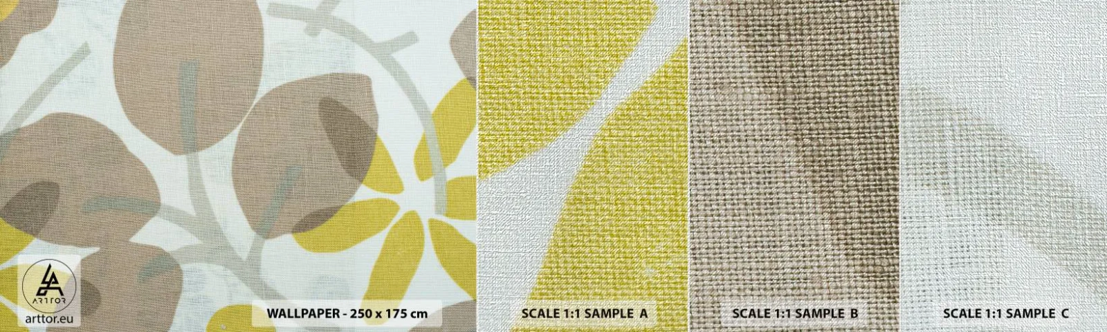 Échantillon de Papier Peint Premium Canvas - Composition en plein soleil - Bohème, Fleurs, Minimalisme - 100x30 cm