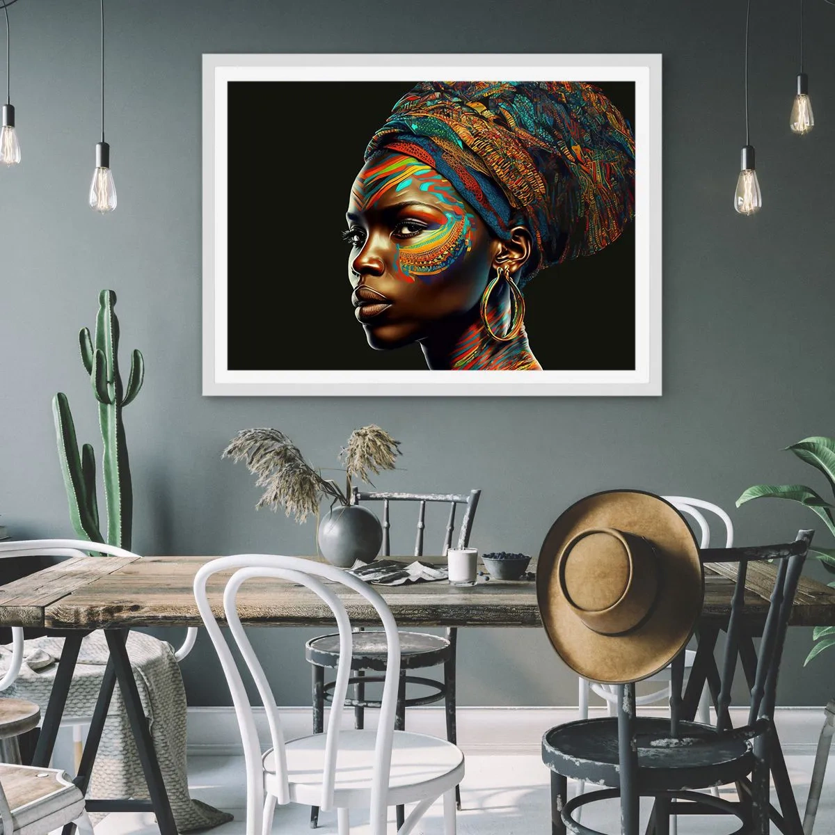 Affiche dans un cadre blanc - Poster - reine africaine - 100x70 cm