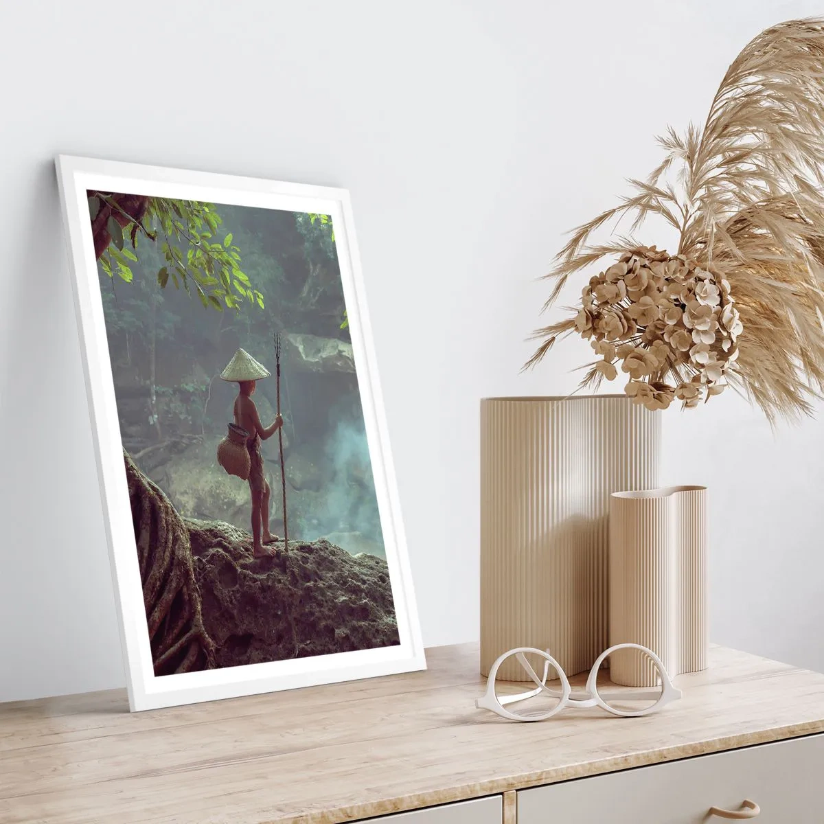 Affiche dans un cadre blanc - Poster - Lier d'amitié avec la nature - 70x100 cm