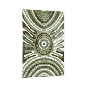 Impression sur verre - Image sur verre - Motifs abstraits dans les tons de vert et de marron - 70x100cm - Une explosion d'émotions - Décoration murale moderne pour le salon et la chambre ARTTOR
