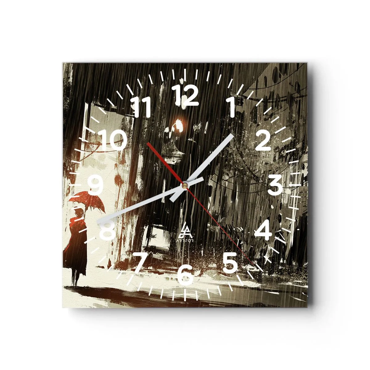 Horloge murale - Pendule murale - La poésie du parapluie rouge - 30x30 cm