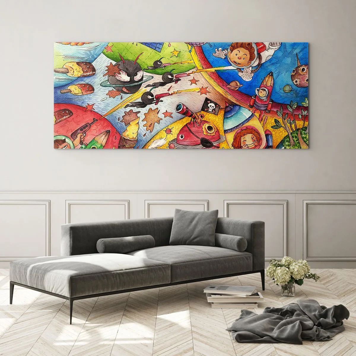 Impression sur verre - Image sur verre - Grande aventure spatiale - 90x30 cm