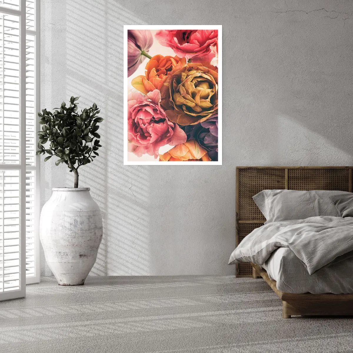 Affiche - Poster - Fleurs de pivoine colorées dans une approche artistique - 50x70cm - La fête de la vie - Décoration murale moderne pour le salon et la chambre ARTTOR