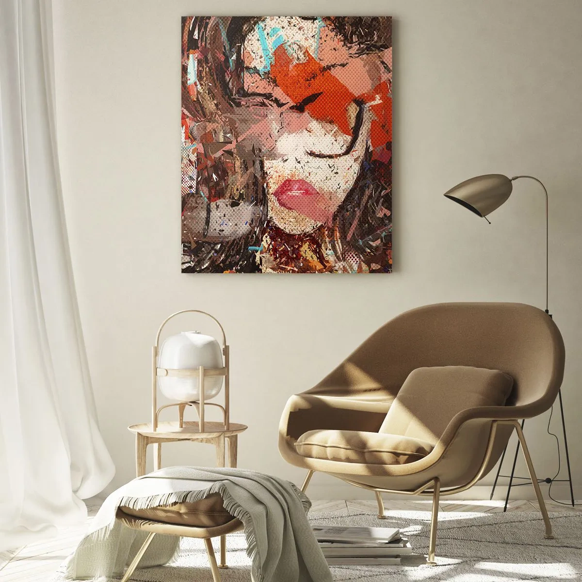 Impression sur verre - Image sur verre - Portrait abstrait d'une femme dans les tons de rouge et de beige - 50x70cm - Personne ne sait ce que tu es vraiment - Décoration murale moderne pour le salon et la chambre ARTTOR