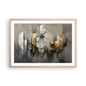 Affiche dans un chêne clair - Poster - Composition de glace et de lumière - 70x50 cm