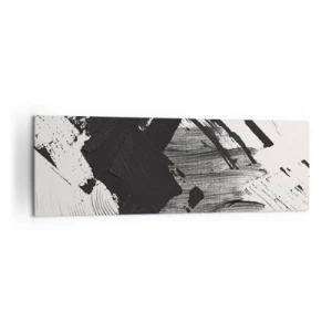 Impression sur toile - Image sur toile - Traits abstraits de noir sur fond blanc - 160x50cm - Abstraction – expression du noir - Décoration murale moderne pour le salon et la chambre ARTTOR
