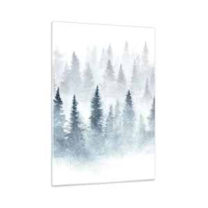 Impression sur verre - Image sur verre - Forêt de bambous enveloppée de brouillard - 50x70cm - Enveloppé de brouillard - Décoration murale moderne pour le salon et la chambre ARTTOR
