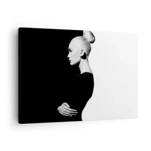 Impression sur toile - Image sur toile - Portrait élégant d'une femme sur fond noir et blanc - 70x50cm - Tout simplement une femme - Décoration murale moderne pour le salon et la chambre ARTTOR