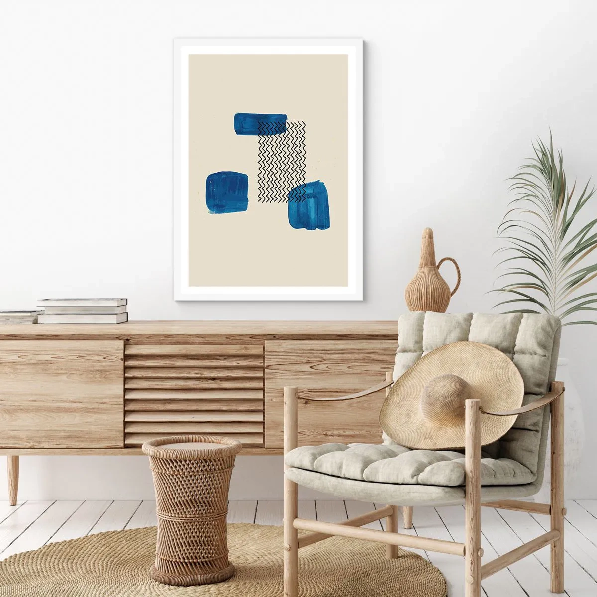 Affiche dans un cadre blanc - Poster - Quatuor abstrait - 40x50 cm