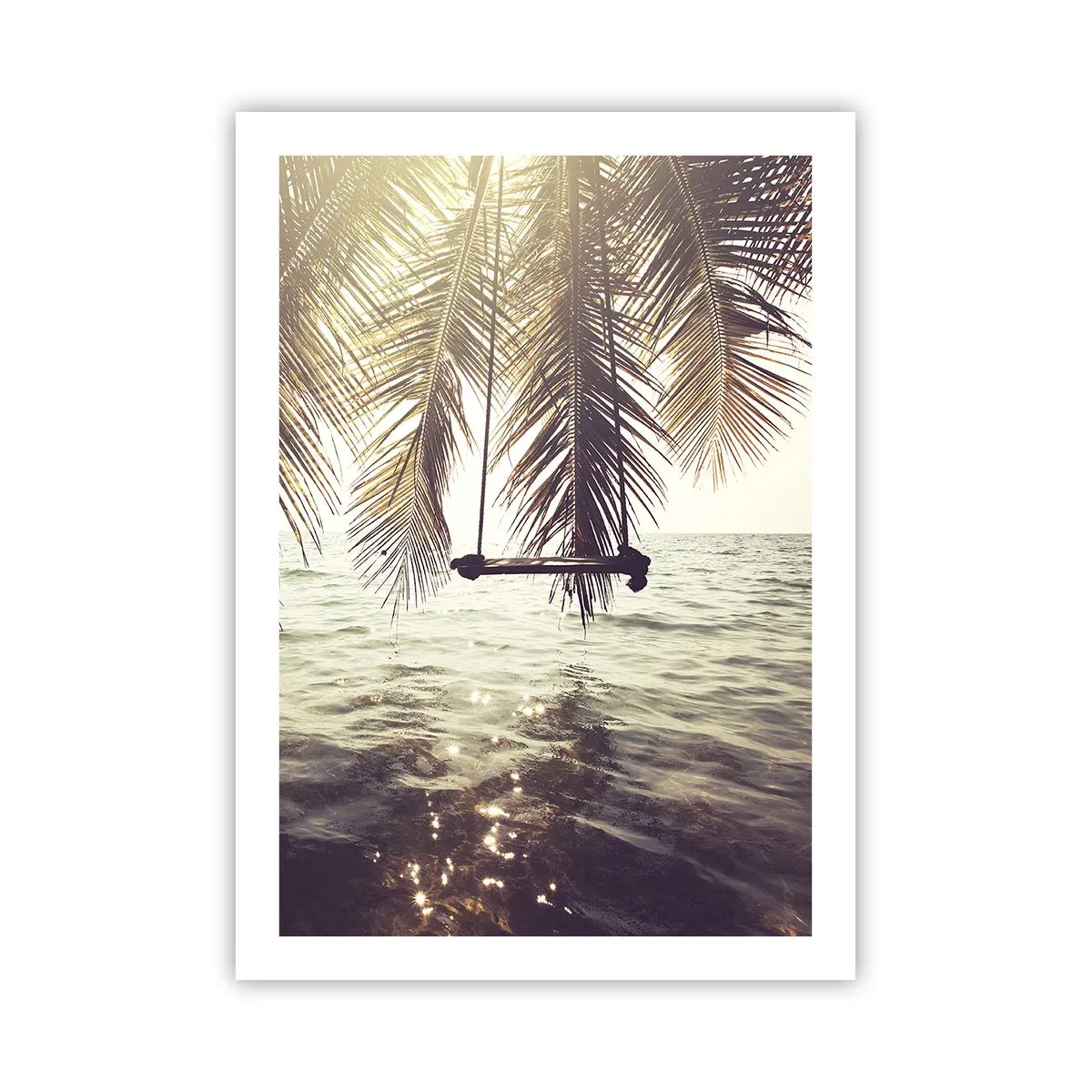Affiche - Poster - Une balançoire sous les palmiers au bord de la mer calme - 50x70cm - Vous pouvez vous balancer dans les nuages