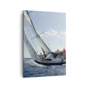 Impression sur toile - Image sur toile - Course de yachts en haute mer sous un ciel bleu - 50x70cm - Que le meilleur l'emporte - Décoration murale moderne pour le salon et la chambre ARTTOR