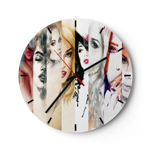 Horloge murale - Pendule murale - Portraits de femmes dans divers styles artistiques - 30x30cm - Et c'est toujours TOI - Décoration murale moderne pour le salon, la cuisine et la chambre ARTTOR