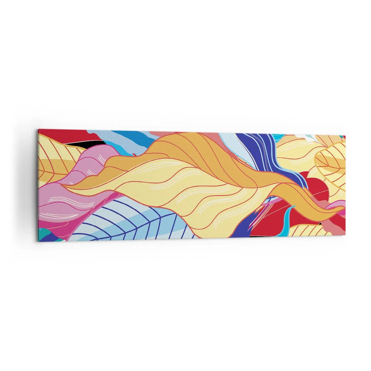Impression sur toile - Image sur toile - Des feuilles aux couleurs vives créent une composition dynamique - 160x50cm - Un désordre coloré - Décoration murale moderne pour le salon et la chambre ARTTOR