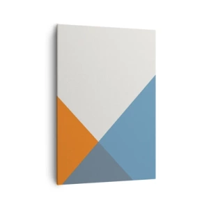 Impression sur toile - Image sur toile - Triangles géométriques dans les tons de bleu et d'orange - 70x100cm - Sous cette angle.... - Décoration murale moderne pour le salon et la chambre ARTTOR