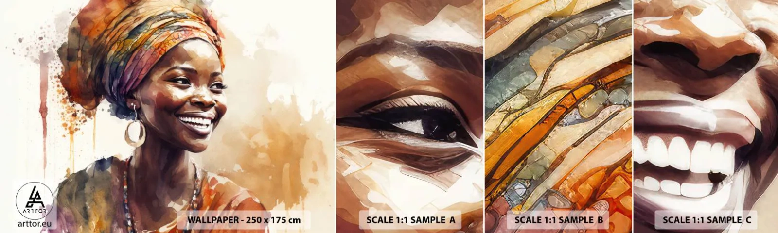 Échantillon de Papier Peint Autocollant Deluxe Sticker - reine africaine - Femme, Afro-américain, Portrait - 100x30 cm