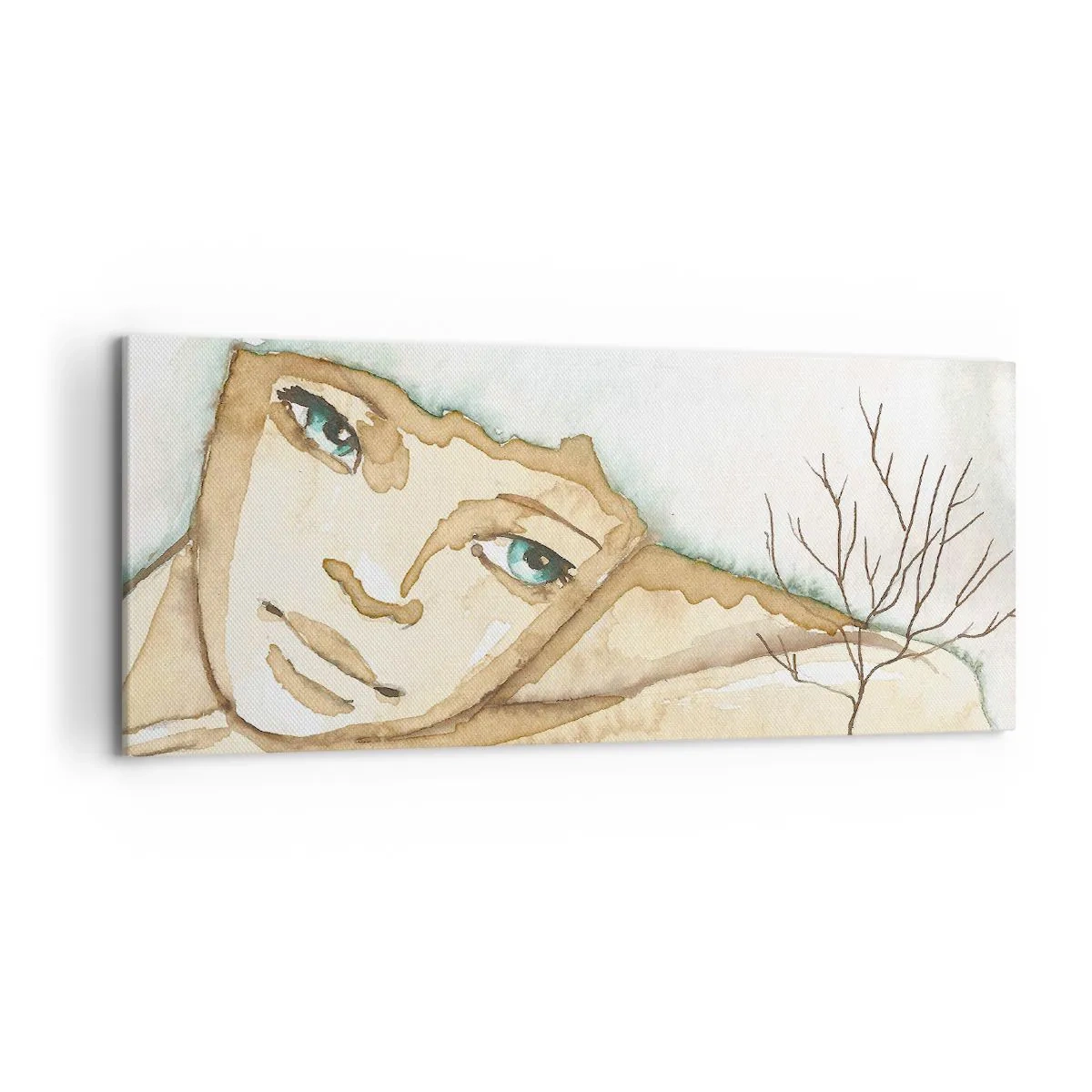 Impression sur toile - Image sur toile - Portrait artistique d'une femme aux couleurs pastel - 120x50cm - L'arbre de la poésie naît du silence - Décoration murale moderne pour le salon et la chambre ARTTOR