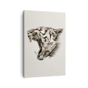 Impression sur toile - Image sur toile - Image abstraite d'un tigre dans des tons beiges - 70x100cm - Vous savez déjà qui est en charge - Décoration murale moderne pour le salon et la chambre ARTTOR