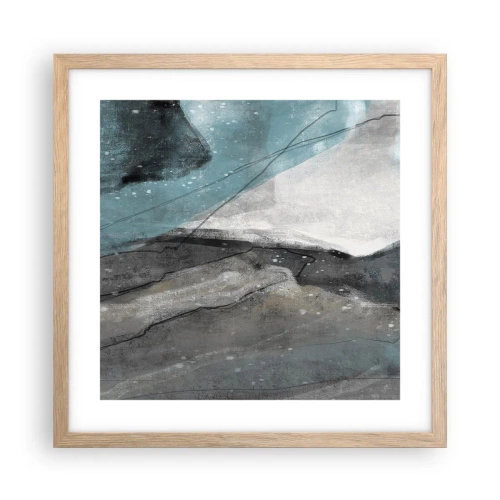 Affiche dans un chêne clair - Poster - Résumé : roches et glace - 40x40 cm