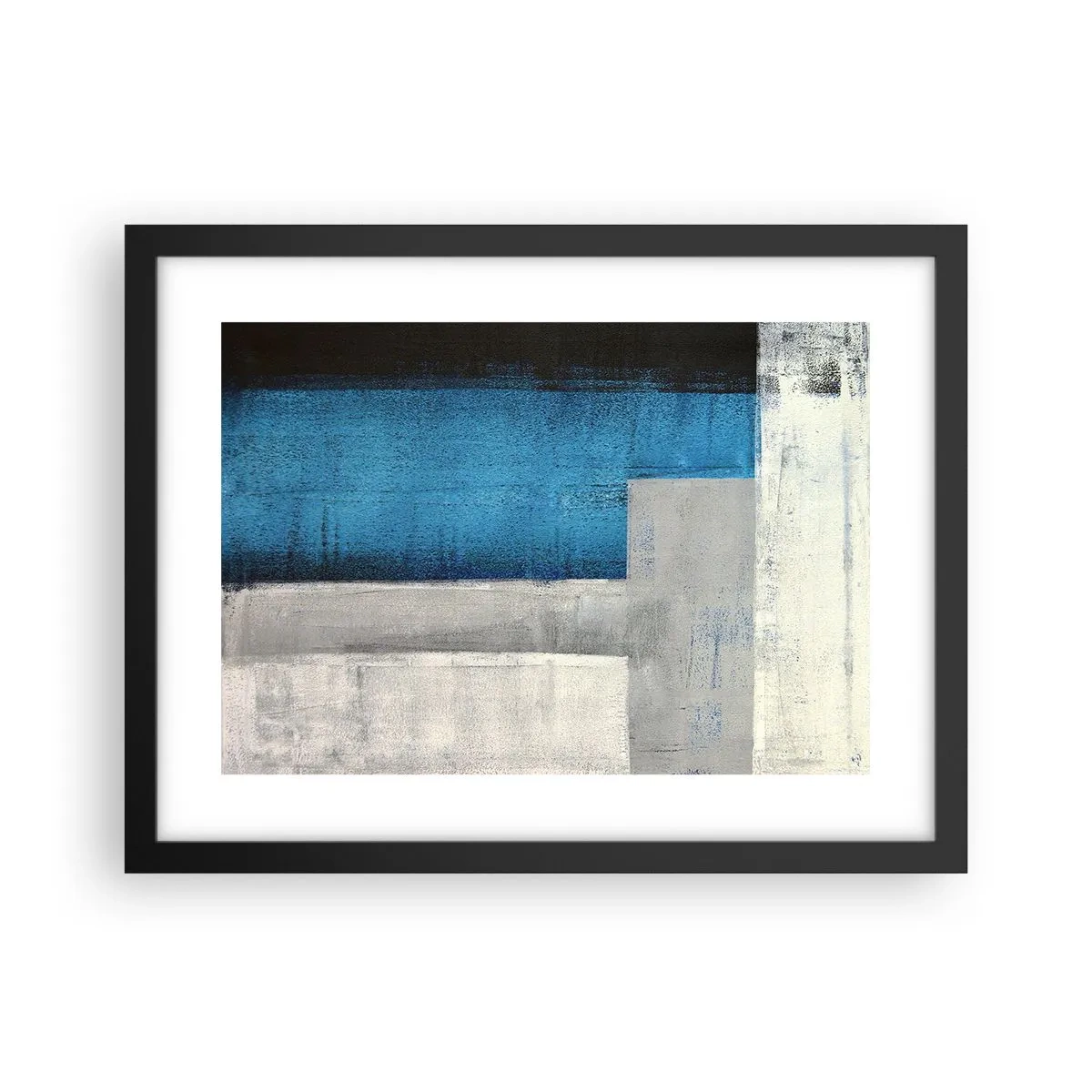 Affiche dans un cadre noir - Poster - Une composition poétique de gris et de bleu - 40x30 cm