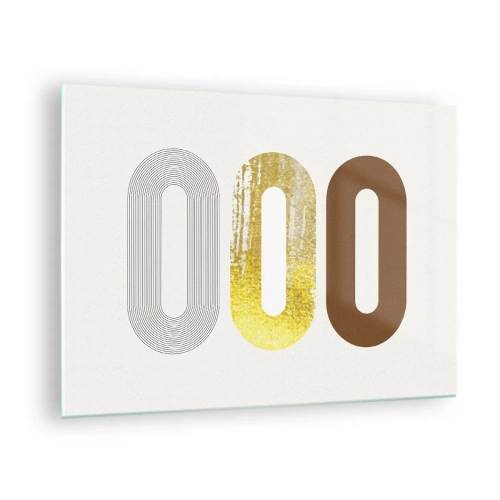 Impression sur verre - Image sur verre - Graphismes géométriques modernes en or et bronze - 70x50cm - Ooo! - Décoration murale moderne pour le salon et la chambre ARTTOR