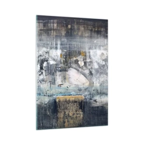 Impression sur verre - Image sur verre - Un paysage abstrait dominé par le gris et le bleu. - 50x70cm - Comme sur la glace, comme après décembre - Décoration murale moderne pour le salon et la chambre ARTTOR