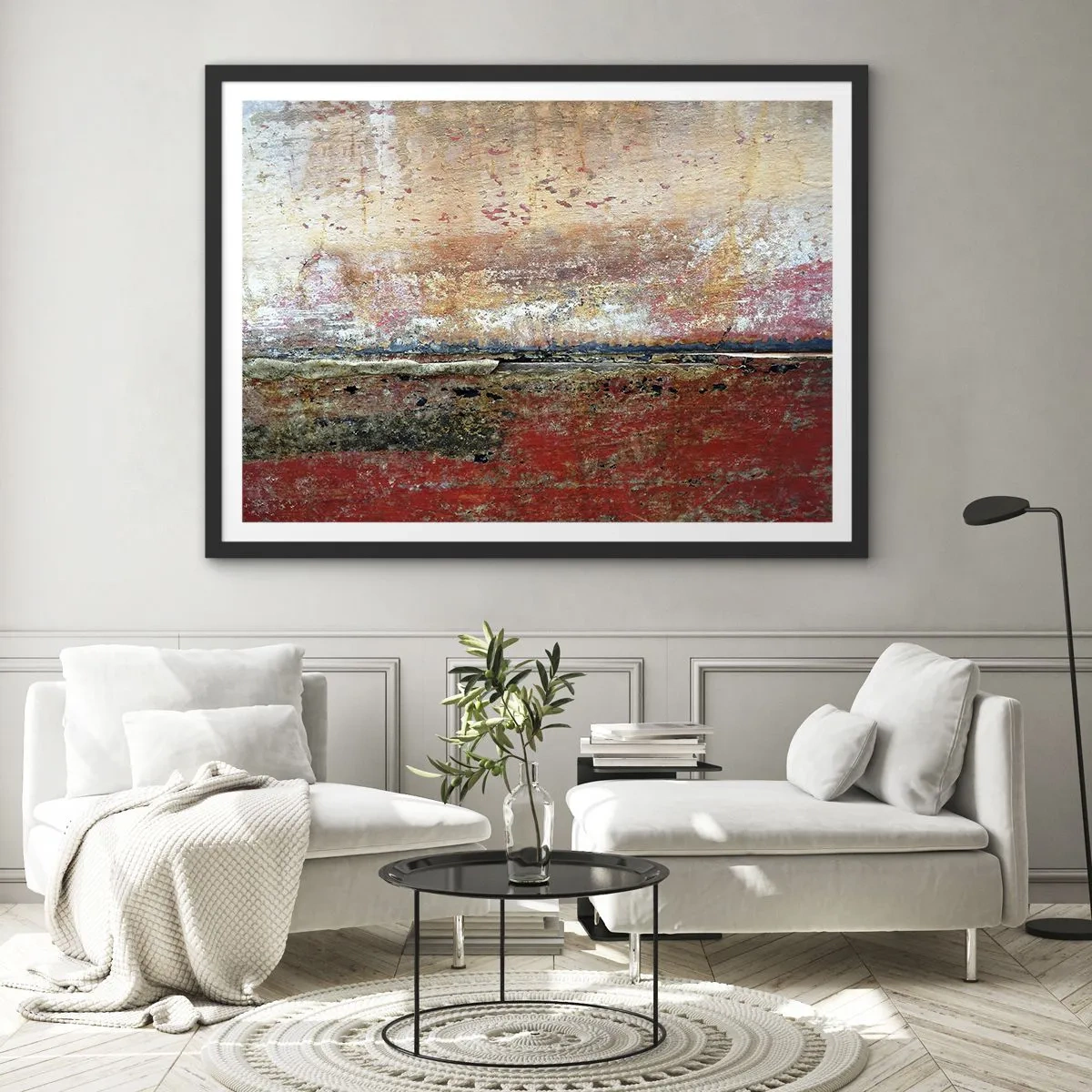 Affiche dans un cadre noir - Poster - Une composition abstraite inspirée de la mer et de la nature. - 100x70cm - C'est peut-être la mer - Décoration murale moderne pour le salon et la chambre ARTTOR