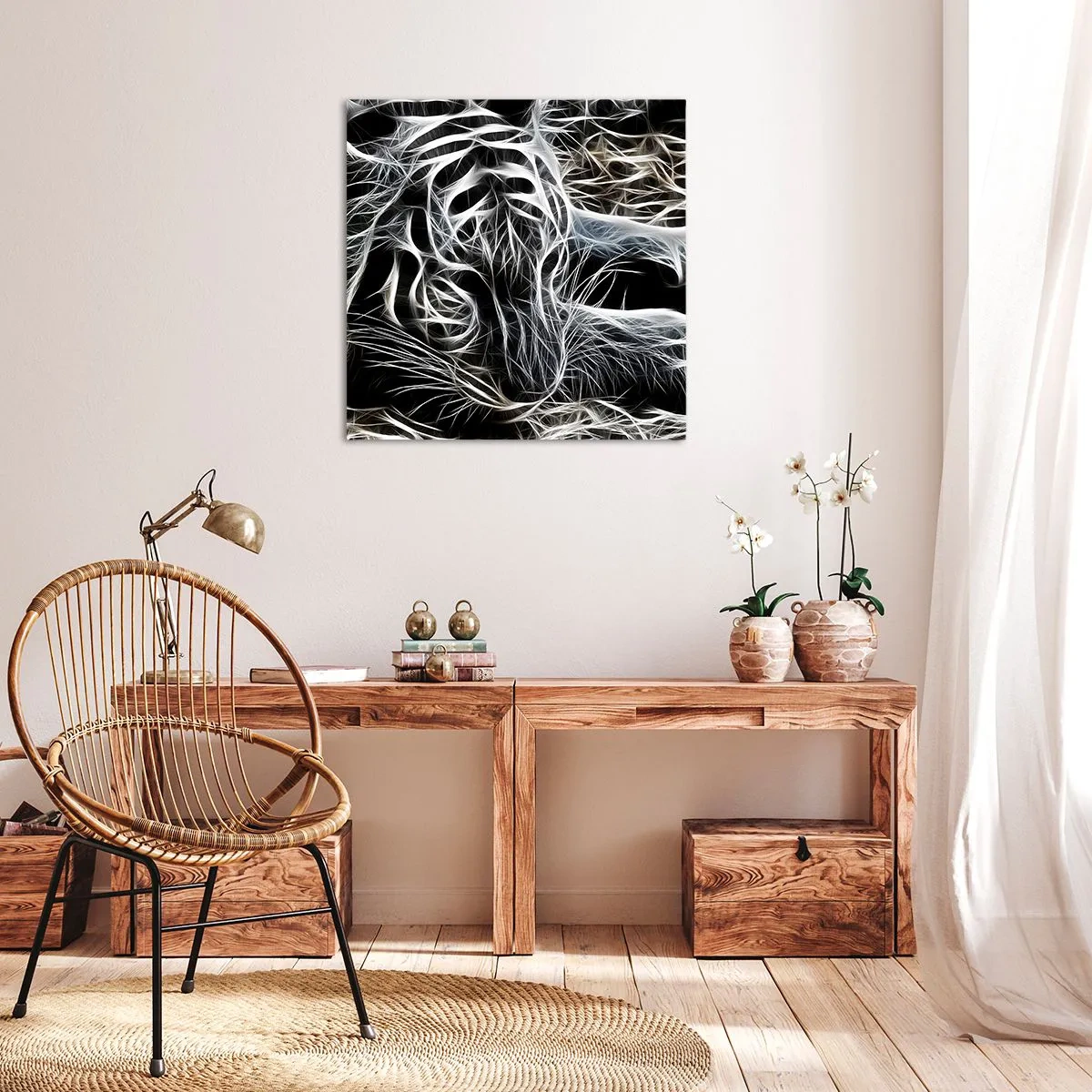 Impression sur toile - Image sur toile - Une étude de la légèreté du chat - 40x40 cm