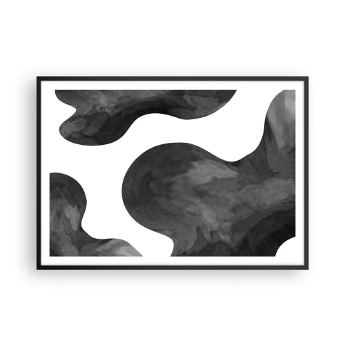 Affiche dans un cadre noir - Poster - Motif abstrait dans les tons de gris et de blanc - 100x70cm - La route du lait - Décoration murale moderne pour le salon et la chambre ARTTOR