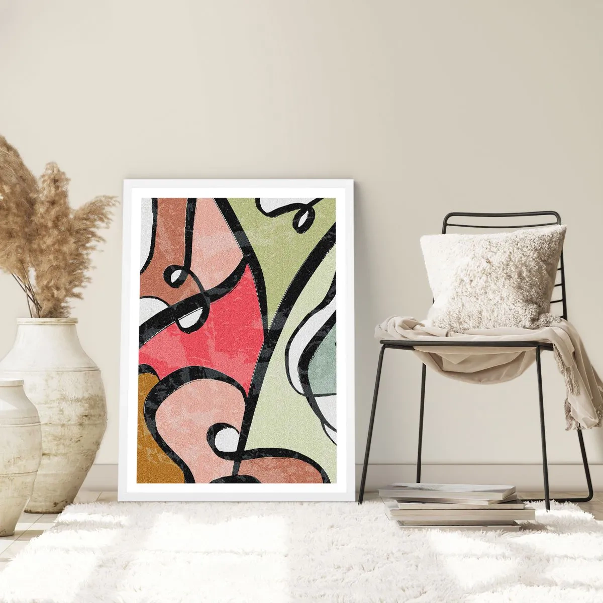 Affiche dans un cadre blanc - Poster - Pirouettes parmi les couleurs - 40x50 cm