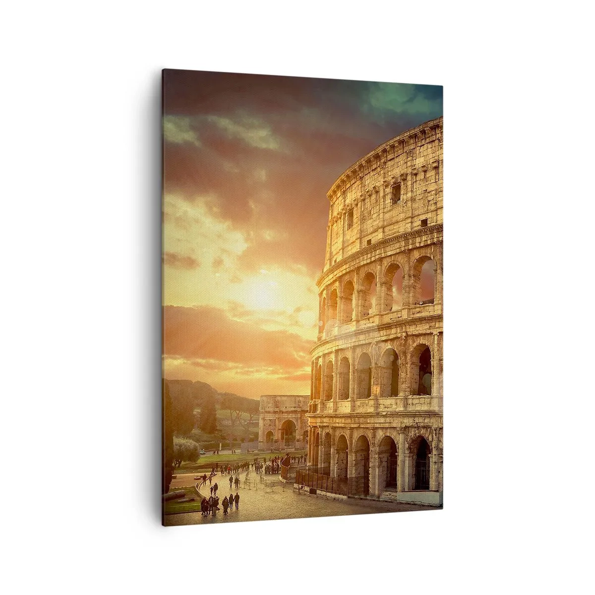 Impression sur toile - Image sur toile - Le Colisée de Rome au coucher du soleil - 70x100cm - Une impression colossale - Décoration murale moderne pour le salon et la chambre ARTTOR