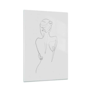 Impression sur verre - Image sur verre - Une ligne de contour montrant une silhouette féminine sur un fond clair - 70x100cm - Musique corporelle - Décoration murale moderne pour le salon et la chambre ARTTOR
