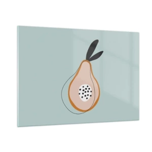 Impression sur verre - Image sur verre - Illustration abstraite d'une poire dans un style minimaliste - 100x70cm - Pénétrer la nature des choses - Décoration murale moderne pour le salon et la chambre ARTTOR