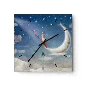 Horloge murale - Pendule murale - Valise bleue - 40x40 cm