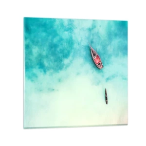 Impression sur verre - Image sur verre - Car sur les plages de Zanzibar, quand il y a un débordement d'eau... - 60x60 cm