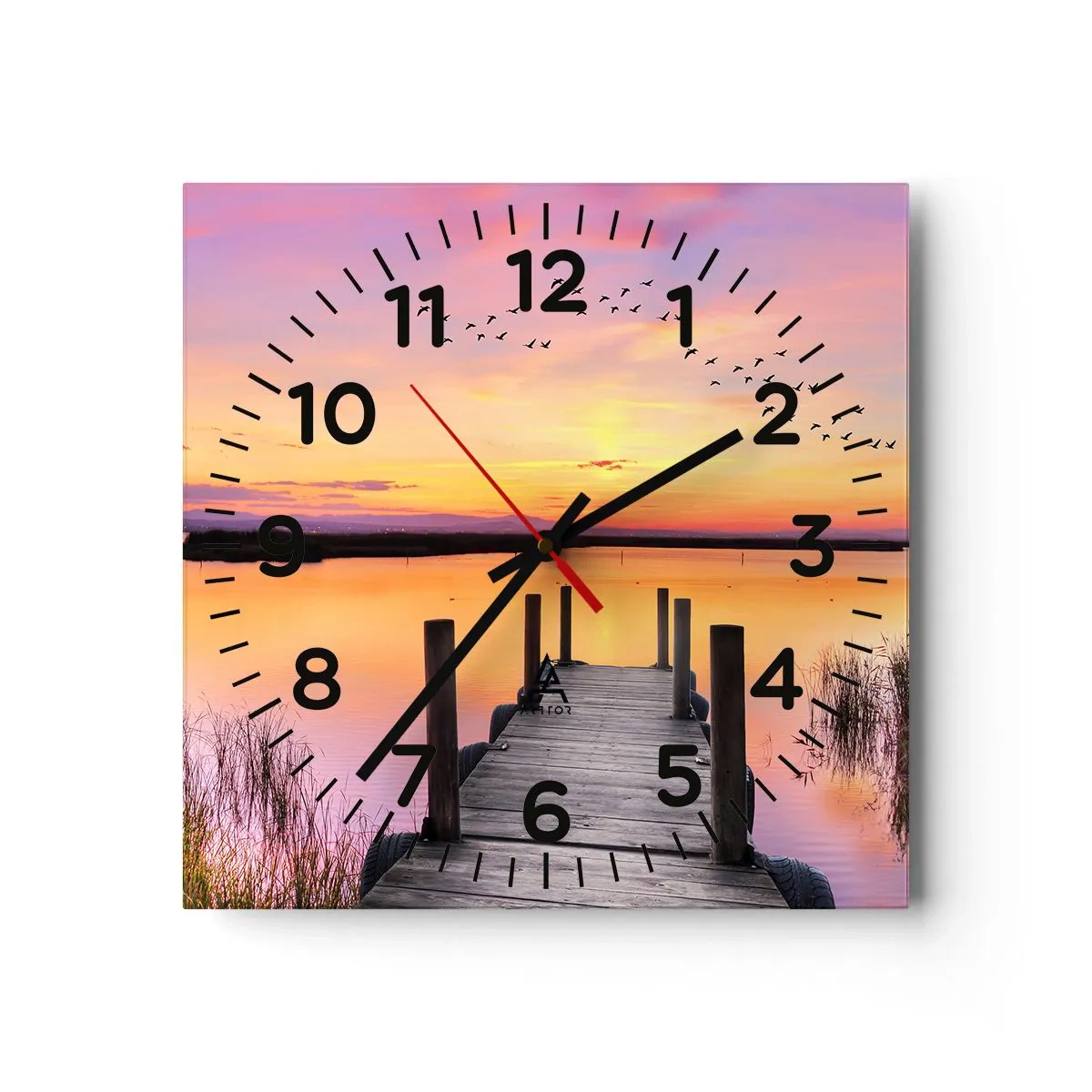 Horloge murale - Pendule murale - Aube silencieuse violette - 40x40 cm