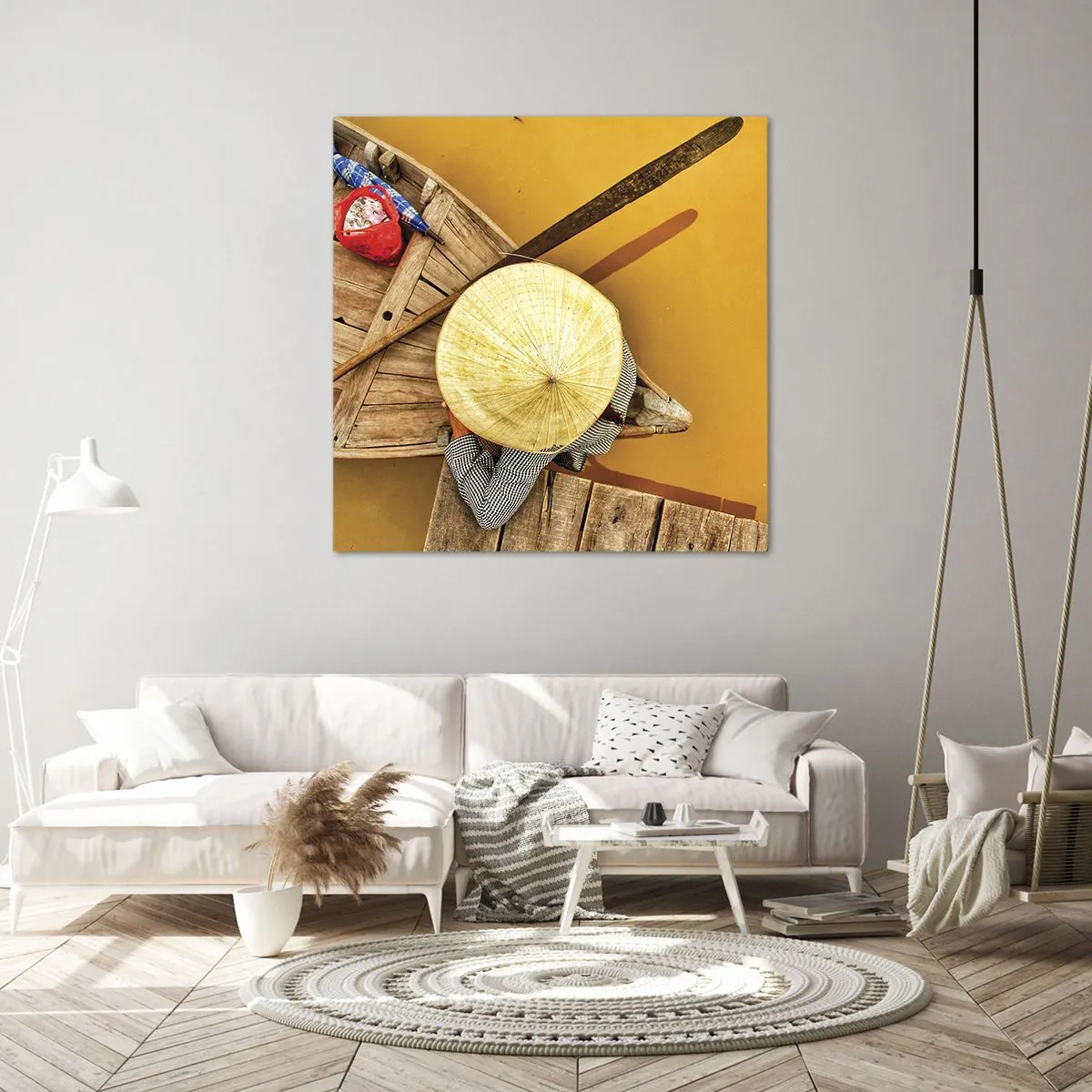 Impression sur toile - Image sur toile - La vie sur le fleuve Jaune - 60x60 cm
