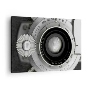 Impression sur toile - Image sur toile - L'objectif d'un vieil appareil photo - 70x50cm - Histoire d'Hollywood - Décoration murale moderne pour le salon et la chambre ARTTOR